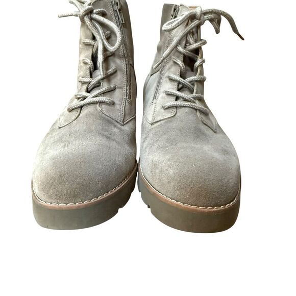 Vionic Water Repellent Suede Lace-Up Ankle Boots - Larson in stone color size 7 - Picture 3 of 8